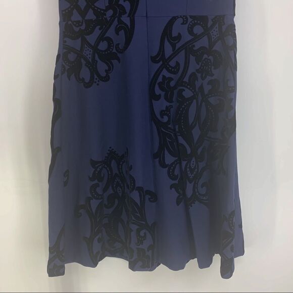 Chico's Navy Flocked Mock-Neck Sheath Dress - Picture 8 of 12